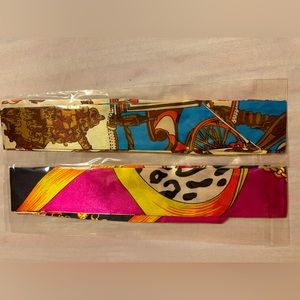 Set of 2 Skinny Silky Like Bag Scarfs New